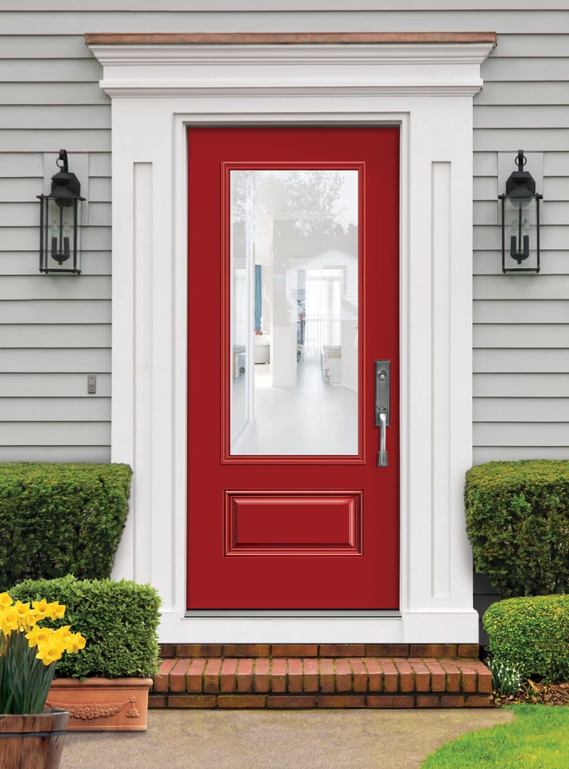 An entry door with Clear Low-E glass