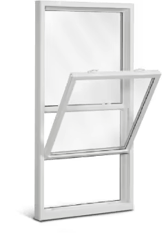 A single hung tilt window with the lower sash tilted inward